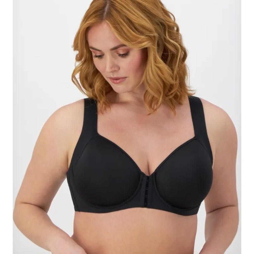 Bali Women Black Posture Support Front Closure Bra 36DD Eversmooth Comfortable